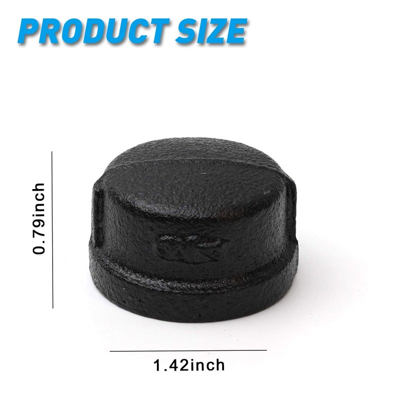 Home TZH 3/4" Black Pipe Cap, Home TZH 10 Pack Pipe Fitting Caps for Steam-Punk Vintage Shelf Bracket DIY Plumbing Pipe Decor Furniture (10, Black 3/4 Inch) - Image 2